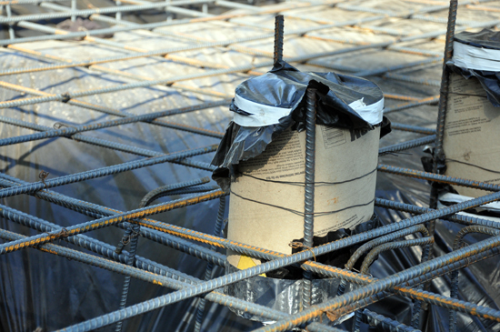 close-up look at a "leave-out" for a recessed light fixture