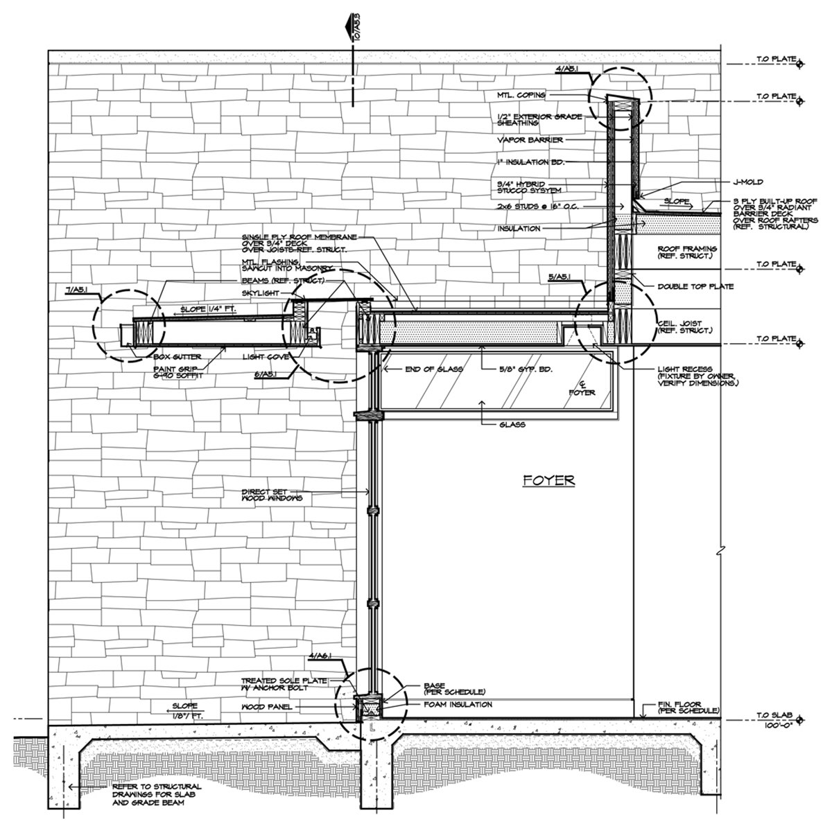 Architectural Drawing Skylight Wall Section - Bob Borson (Interior Bathroom elevation - Architectural Graphics: Arrows or Ticks?)