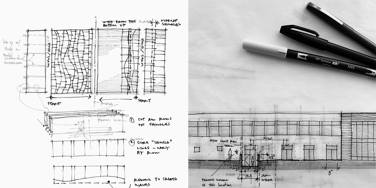 Architectural detail and elevation sketches by Bob Borson 01