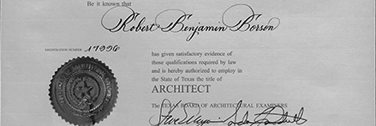 Bob Borson's architectural license - Where is the Finish Line