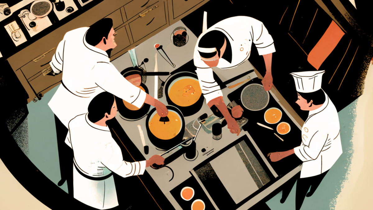 Chefs working in a kitchen