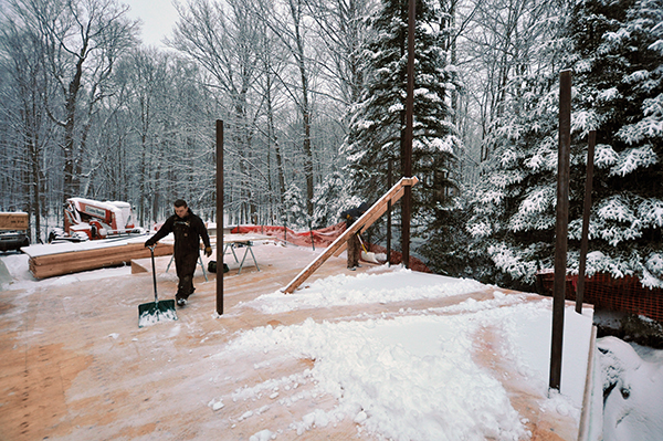 cleaning snow off