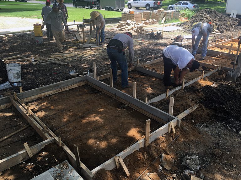 concrete pads formwork with rebar