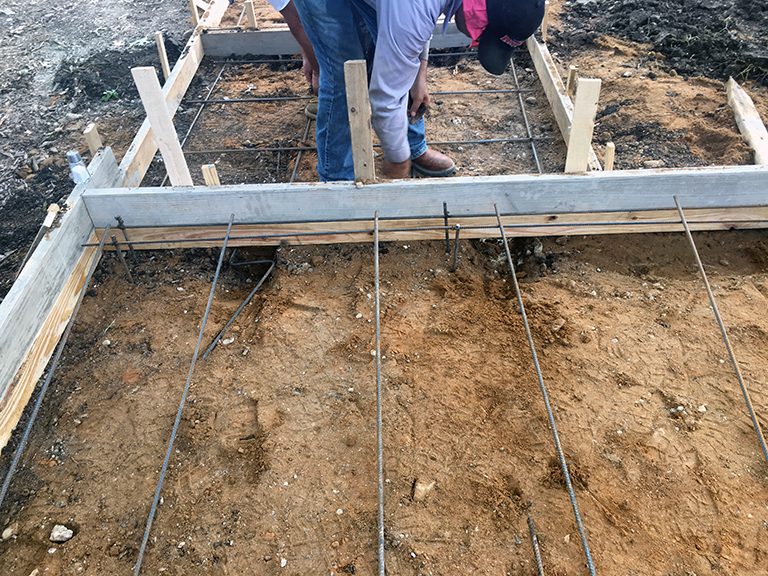 concrete pads formwork with rebar