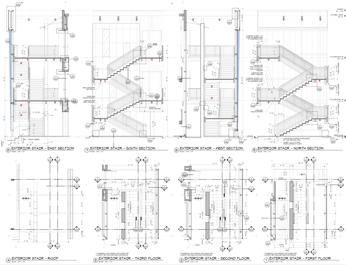 construction drawings - exterior metal staircase