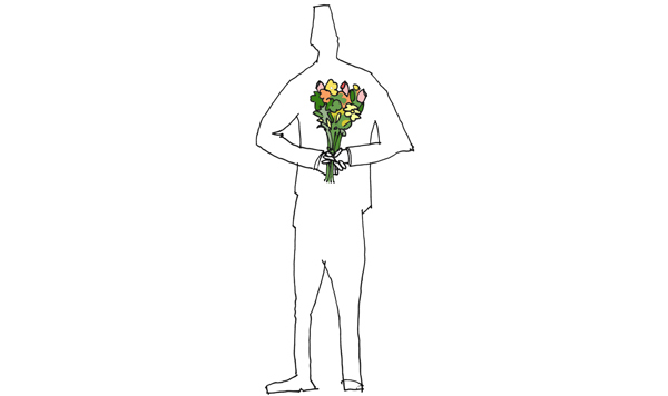 guy holding flowers