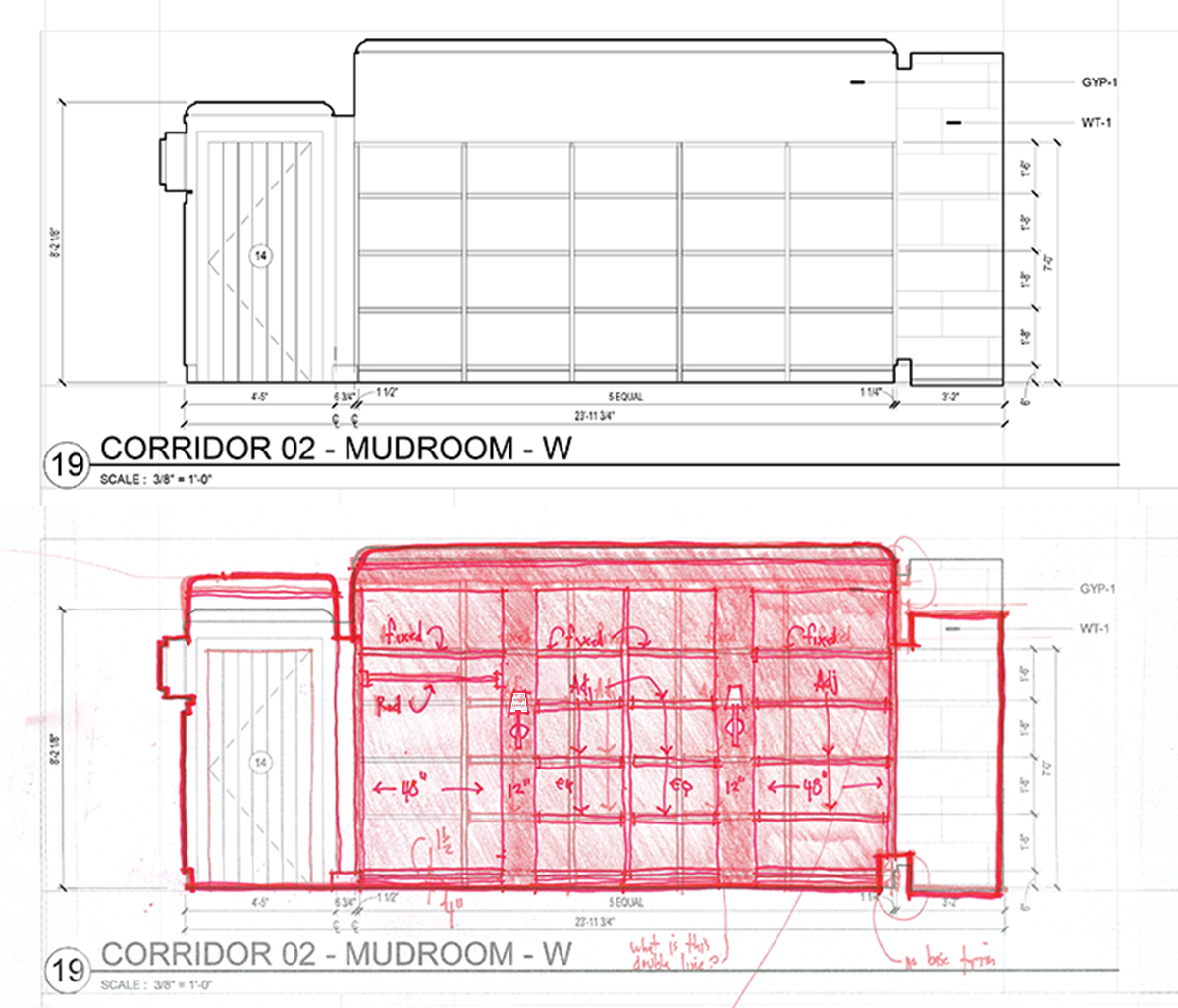 Isolated Elevations Mudroom Elevation