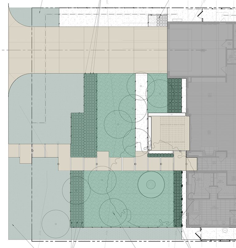 Site Plan - concrete sidewalk floating pads