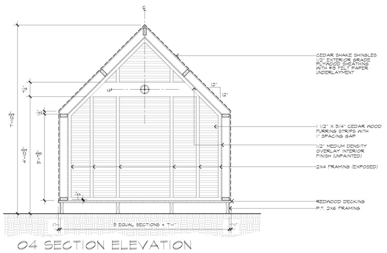 Lantern Playhouse Section Elevation by Dallas Architect Bob Borson