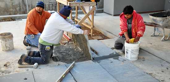 laying Bluestone pavers