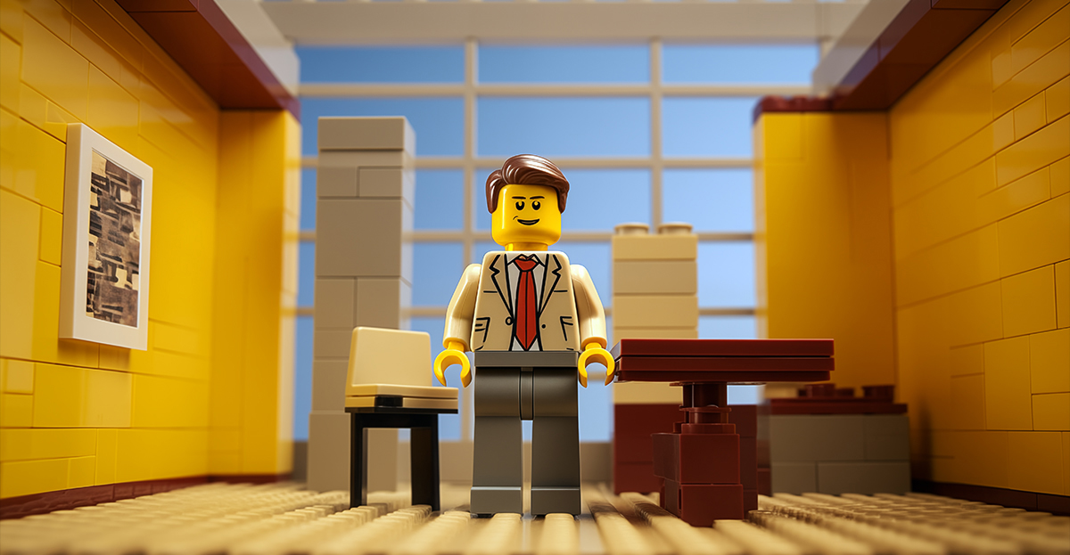 Lego Architect in his office 