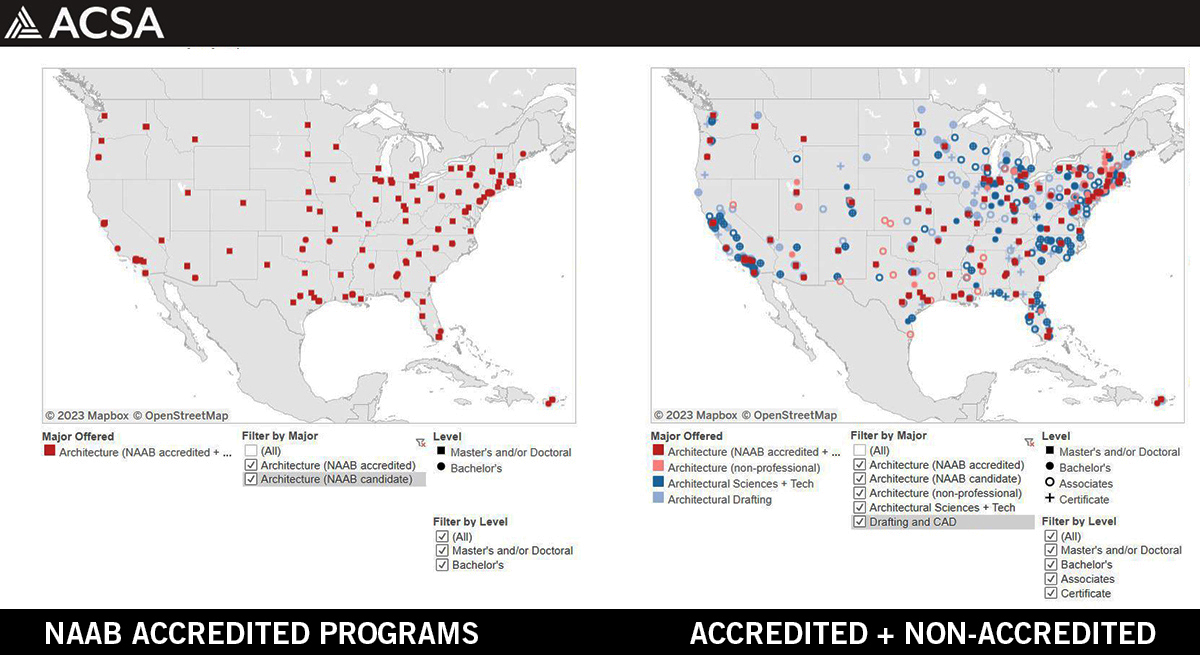 NAAB-ACSA Schools Maps