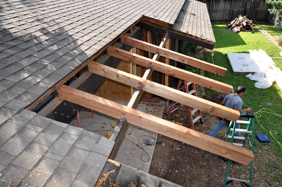 Installing new cedar beams