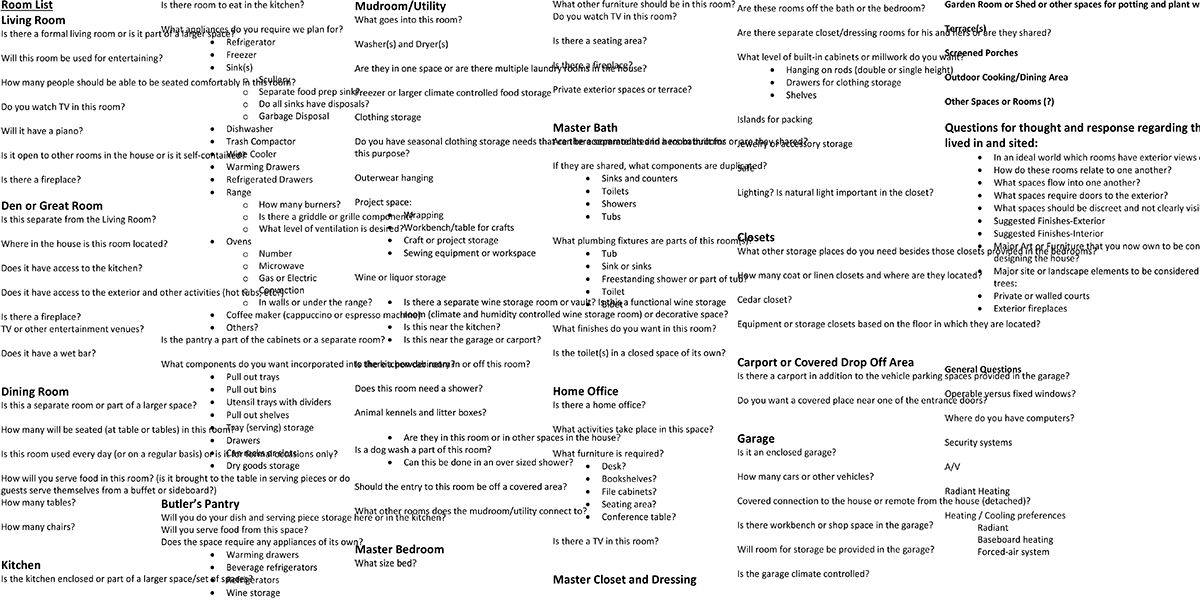 Architectural Discovery - Questionnaire - Design Process