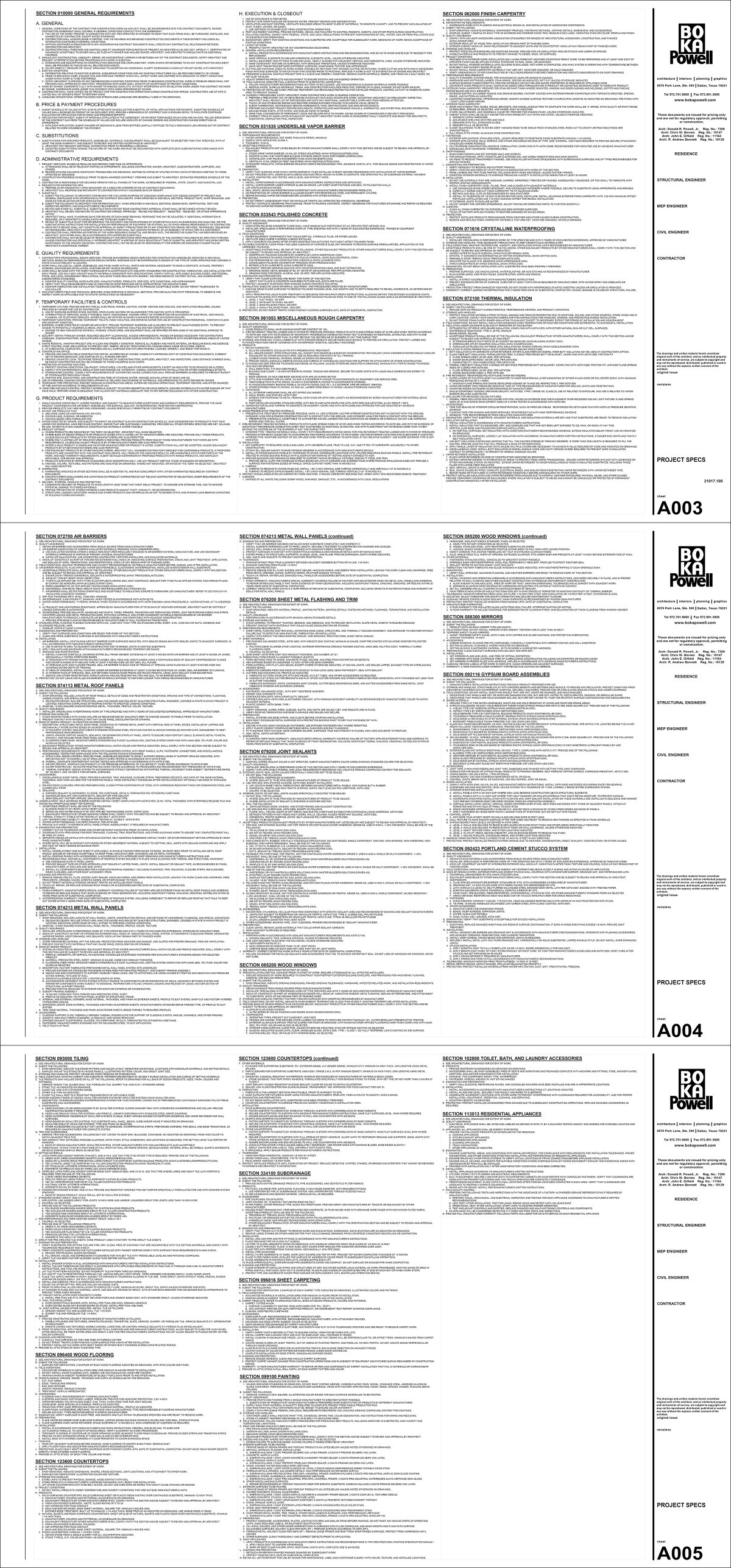 Residential Architecture 101 - Specifications (Total Project)