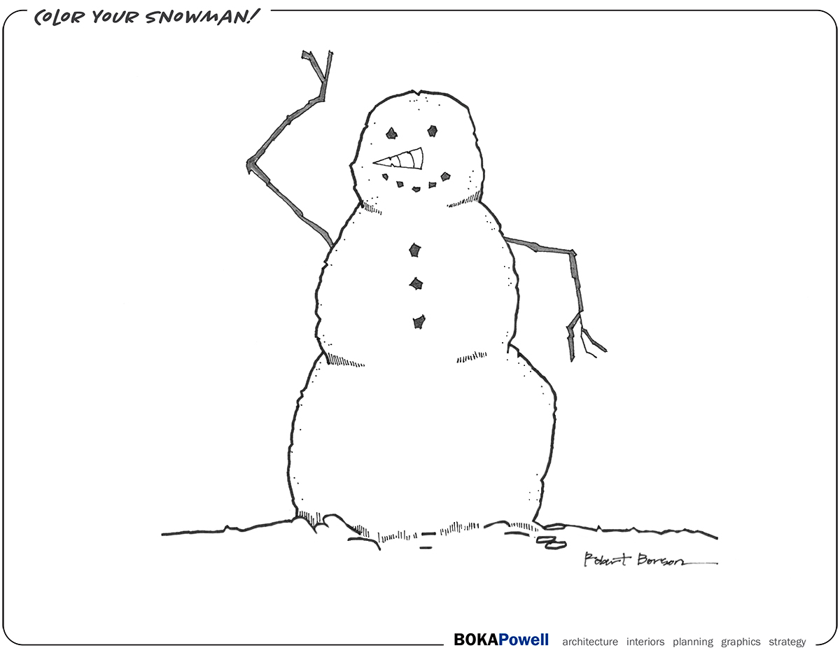 Snowman Coloring Book Page by Bob Borson