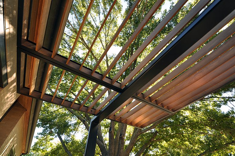 steel and wood trellis