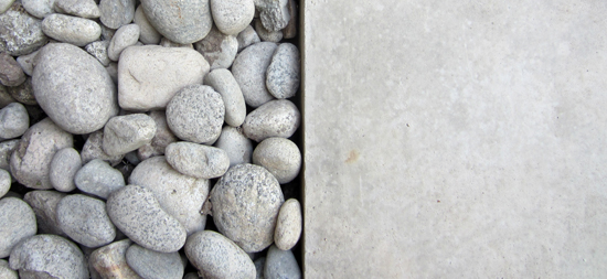 river rock and concrete